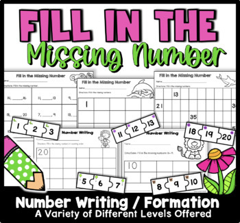 math fill in the missing numbers kindergarten or first grade 101 pages