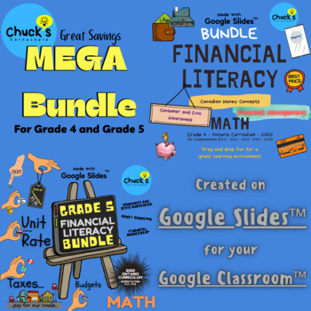 Preview of Math - Financial Literacy - Canadian $ - Mega Bundle on Google™ - Grades 4 and 5