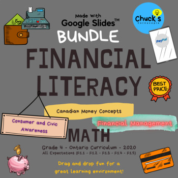 Preview of Math - Financial Literacy - Canadian Money - Grade 4 Bundle on Google Slides™