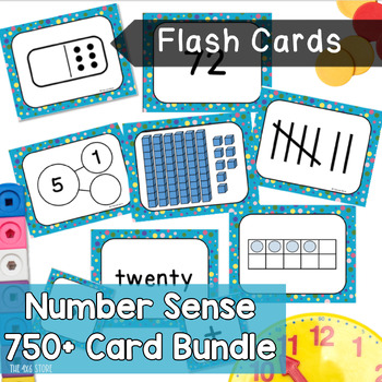 Preview of Math Flashcard Number Sense Bundle Early Elementary Kindergarten 1st Grade