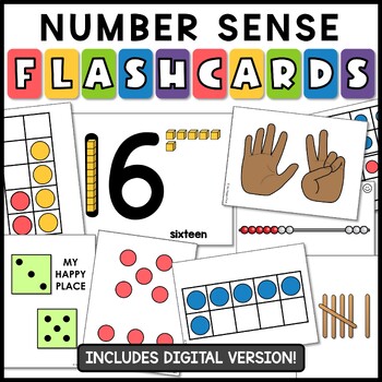 Preview of Math Flash Cards - Number Sense - Subitizing - Ten Frames - Teen Numbers