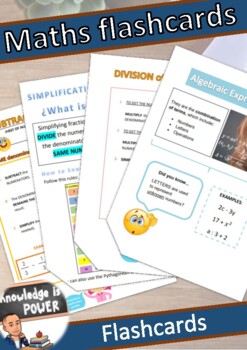 Preview of Math Flash Cards Pack | Fractions and Algebraic Expressions