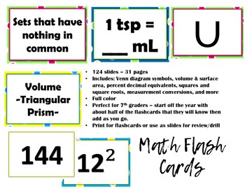 Preview of Math Flashcards