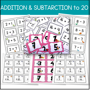 Math Flashcards Addition and Subtraction to 20 by The rabbit Studio