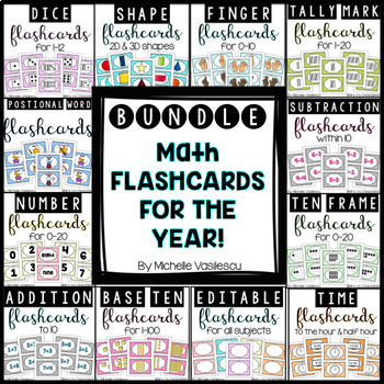 Preview of Math Flashcards for the Year: BUNDLE