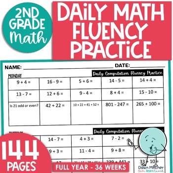 Preview of Daily Math Fact Fluency Addition & Subtraction 2nd Grade Computation Problems