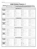 Math DIVISION Fluency Homework and Weekly Assessments (10weeks)