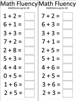 Math Fluency - Math Practice to 20 by Forgetful Momma | TpT