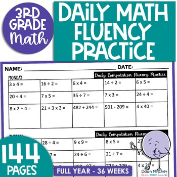 Preview of 3rd Grade Daily Math Fact Fluency Multiplication & Division Practice Computation