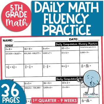 Preview of Math Fluency Multiply, Divide, Add, Subtract Math Facts Fluency 5th Grade Q1
