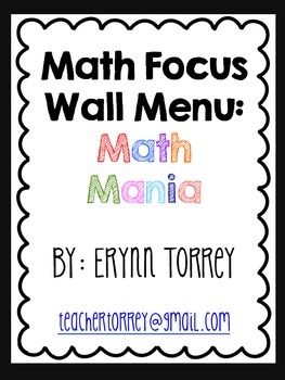 Preview of Fun CCSS Math Games: Focus Wall Math Menu (1st Grade)