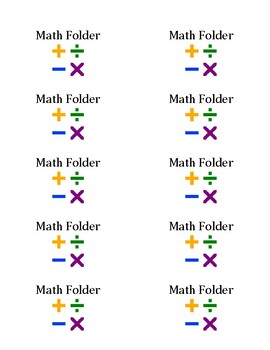 Preview of Math Folder Labels