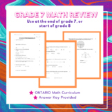 Math Formative Assessment/Review - Grade 7 End of Year OR 