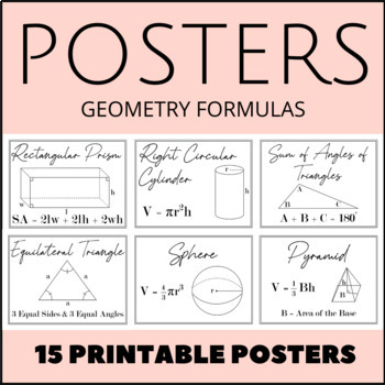 Preview of Math Formula Posters - Geometry-Volume - Math Posters - High School Math