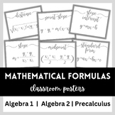 Math Formulas - High School/Middle School Classroom Posters