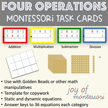 Preview of Math Four Operations Command Cards