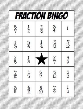 Math Fraction Bingo: Adding and Subtracting Fractions with Common