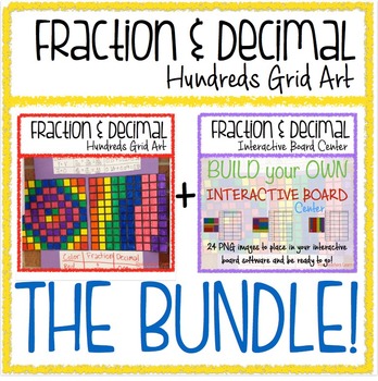 Preview of Math Fraction & Decimal 100s Grid BUNDLE: Activity + Interactive Board Center