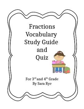 Preview of Math Fraction Vocabulary Study Guide and Worksheet
