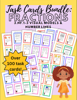 Preview of Math Fractions BUNDLE: Number Lines and Visual Modesl (3.NF.A.1-3)
