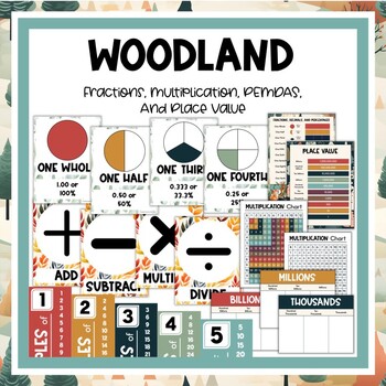 Preview of Math Fractions, Multiplication, PEMDAS, and Place Value - Woodland