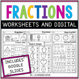 Math Fractions Worksheets Google Slides Kindergarten First