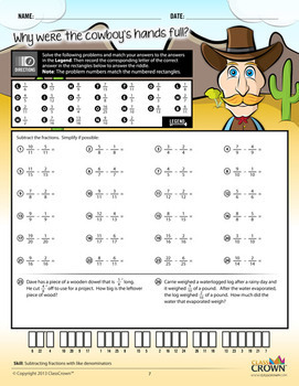 Math Fractions Worksheets - Math Riddles - Pack 2 Add ...