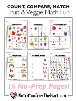 Preview of Math Fun! Fruit & Veggie Count, Compare, and Match