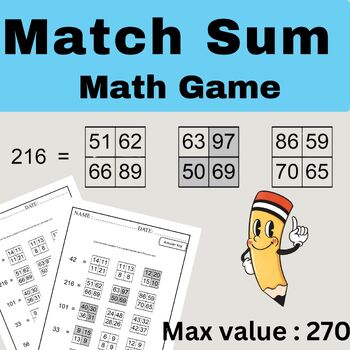 Preview of Math Fun Match Sum Worksheet: Add and Color Challenge