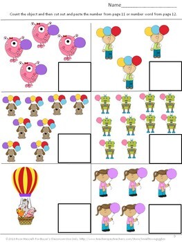 Balloons Theme Kindergarten Math Review Worksheets, Addition and