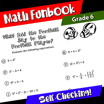 Preview of Math Funbook Grade 6 CCSS 6.EE.1 - Numerical Expressions w/Exponents (Beginner)