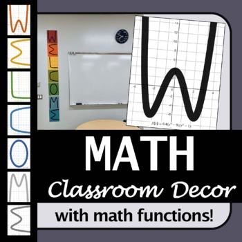 Preview of Math Functions Welcome Sign | Math Classroom Decor Secondary | Equation Sign