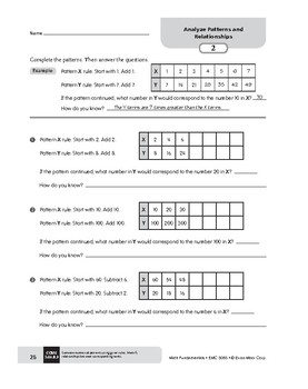 math fundamentals unit analyze patterns and relationships grade 5