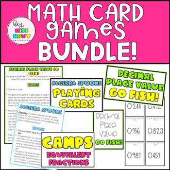 Preview of Math Games Bundle; Fractions, Multiplication, Decimals, and MORE!