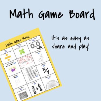 Math Game Board by RedHeaded Educator | TPT