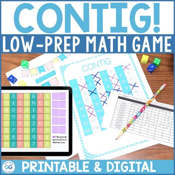 Preview of Math Game: CONTIG Low-Prep Operations Game for Math Facts Print and Digital