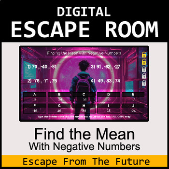Preview of Math Game - Digital Escape Room - Find the Mean with negative numbers