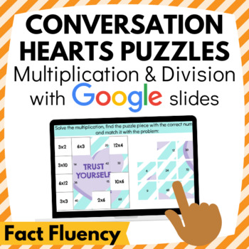 Preview of Valentine's Day Math Game: Multiplication & Division Puzzles for Google Slides