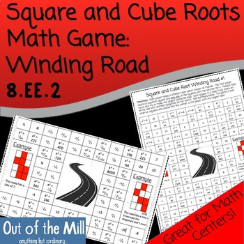 Preview of Math Game (No Prep): Square and Cube Roots Winding Road (8.EE.2)