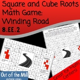 Math Game (No Prep): Square and Cube Roots Winding Road (8.EE.2)