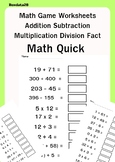 Math Game Worksheets Addition Subtraction Multiplication D