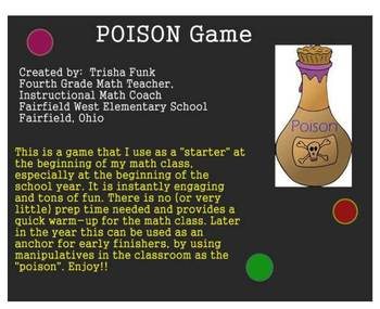 Preview of Math Game for the Beginning of the Year - "Poison"