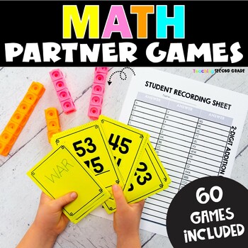 Preview of Math Games 2nd Grade - Partner Games - 2nd Grade Math Centers Morning Bundle
