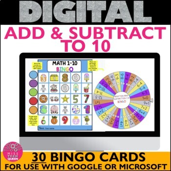 Preview of Math Games Addition & Subtraction to 10 Digital Games Bingo No Prep Google