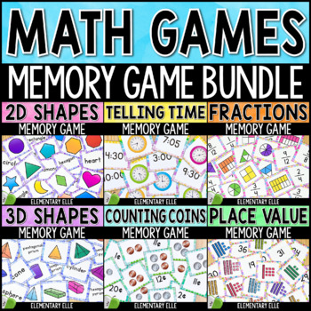 Preview of Math Games Bundle | Memory Match Math Centers