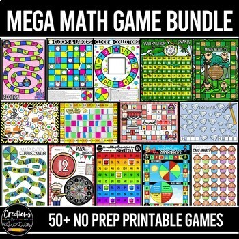 Preview of Math Games Bundle | Year Long Math Centers Games Pack