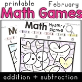 Math Games - February, Valentine's, Groundhog Day - Additi