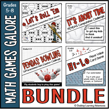Preview of PEMDAS Computation Math Games Galore Bundle - Differentiated