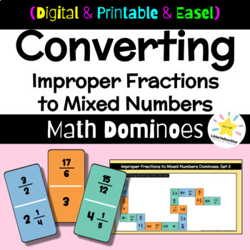 Preview of Math Games | Math Domino: Converting Improper Fractions and Mixed Numbers