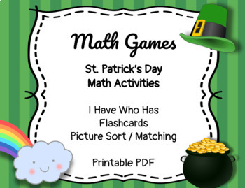Preview of Math Games: Multiplication, Division, Fractions, Time St. Patrick's Day BUNDLE